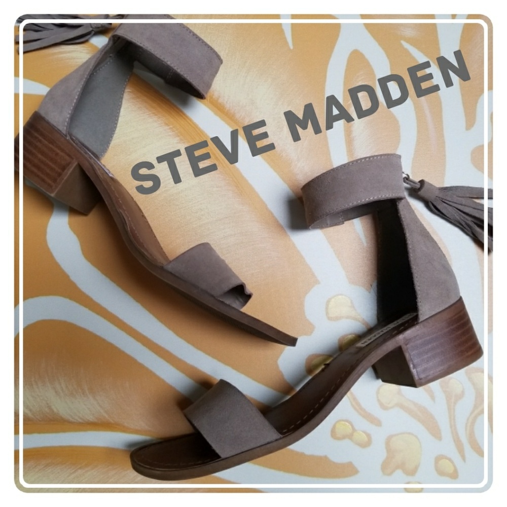 Steve Madden Taupe Suede Sandal with Block Heel